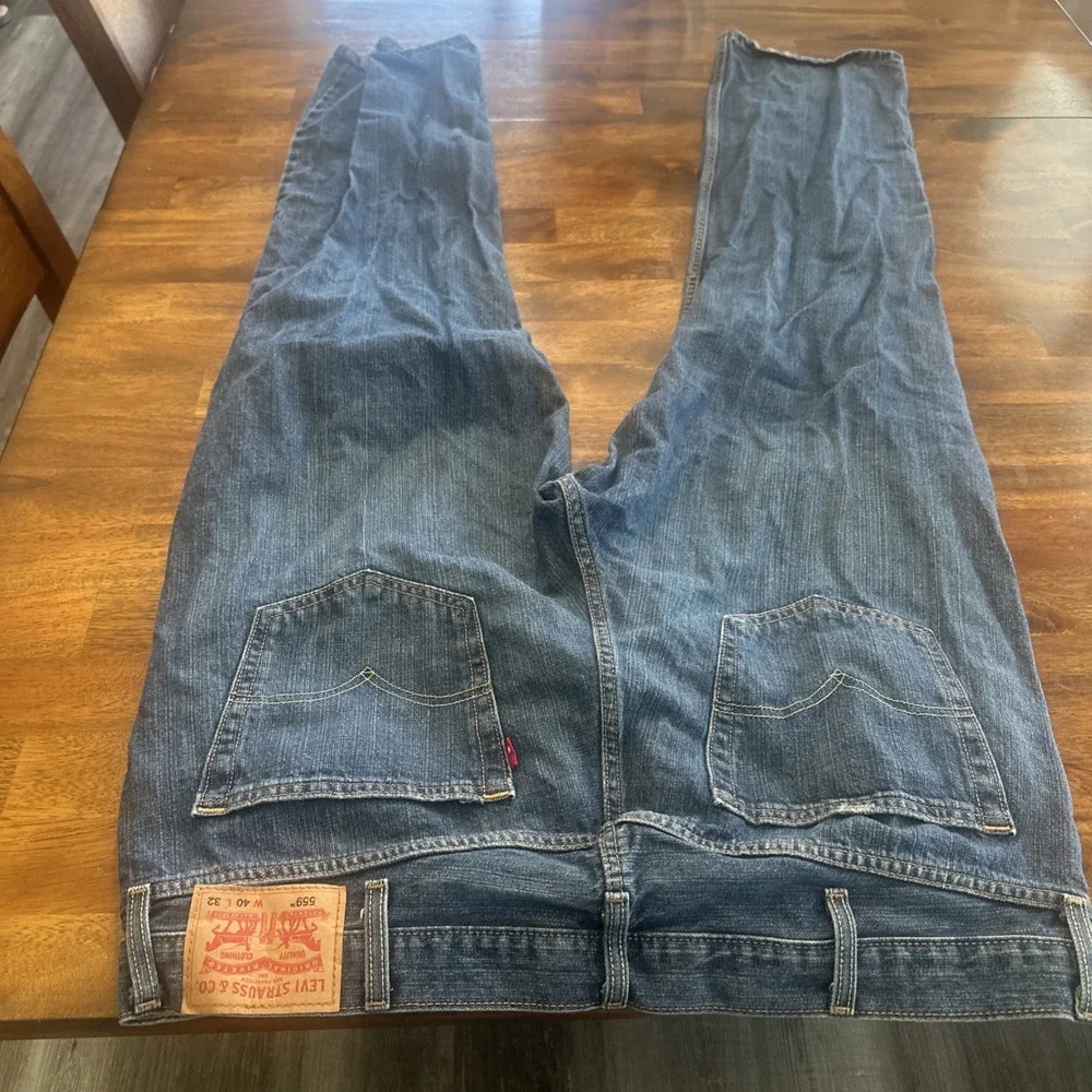 Levi's Men's 559 Relaxed Fit Straight Leg Jeans   Denim 40x32 Grunge Look